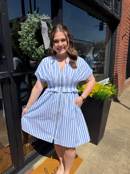 The Ava Lee Dress (Pink or Blue Stripes) S-L