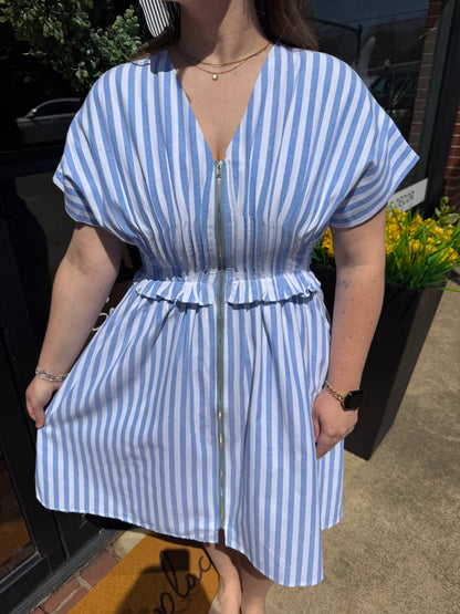 The Ava Lee Dress (Pink or Blue Stripes) S-L