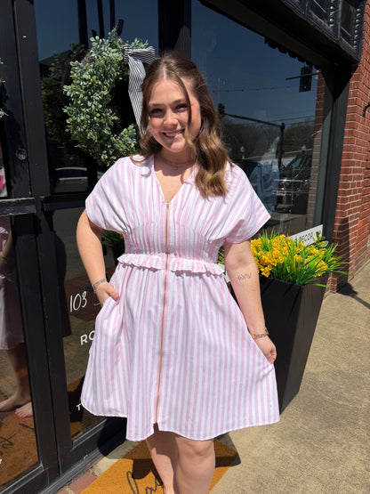 The Ava Lee Dress (Pink or Blue Stripes) S-L