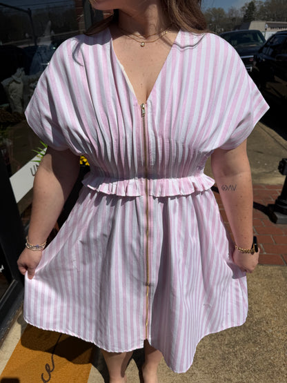 The Ava Lee Dress (Pink or Blue Stripes) S-L