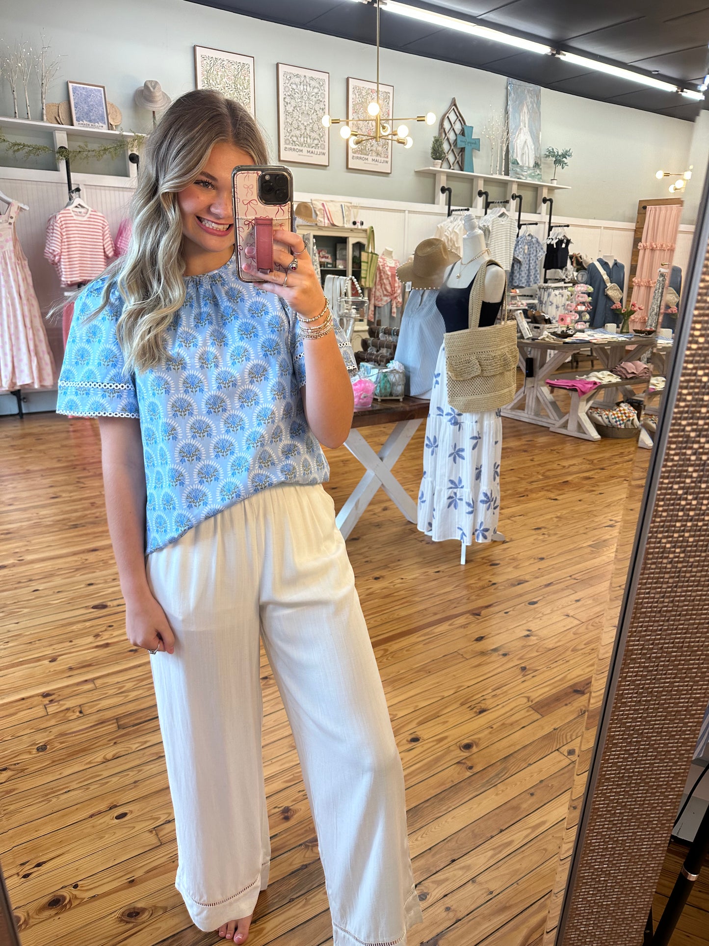 Tabby Top | Sunshower Flora Blue (S-L)