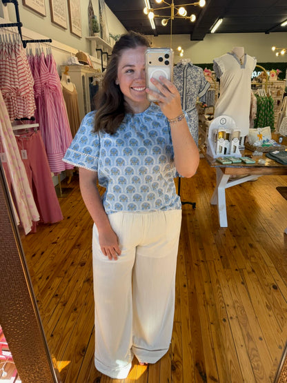 Tabby Top | Sunshower Flora Blue (S-L)