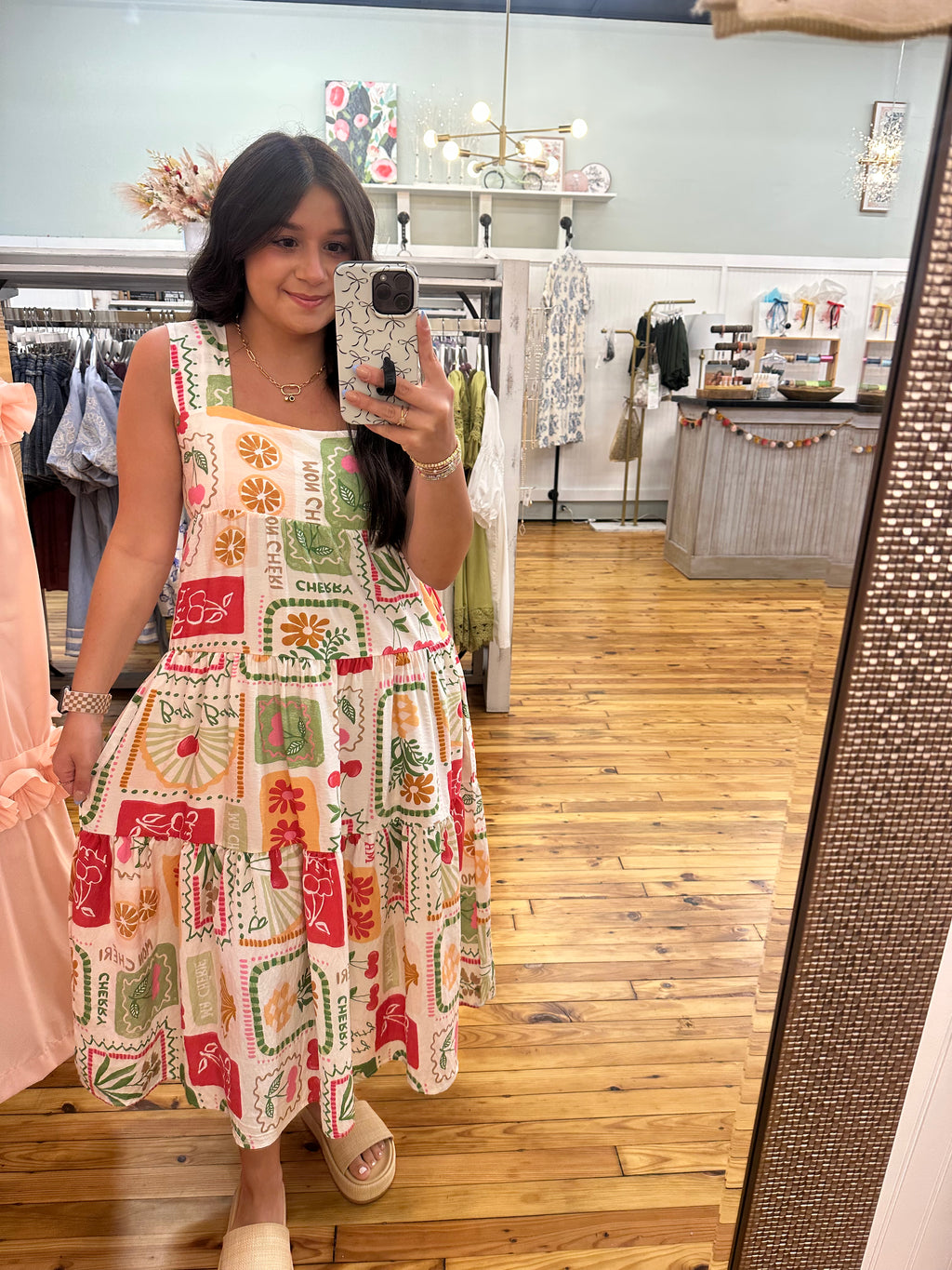 SALE!! FRUITY PLANTS MULTICOLOR SLEEVELESS MIDI DRESS (S-XL)