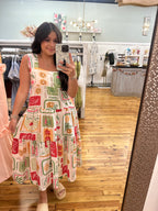SALE!! FRUITY PLANTS MULTICOLOR SLEEVELESS MIDI DRESS (S-XL)