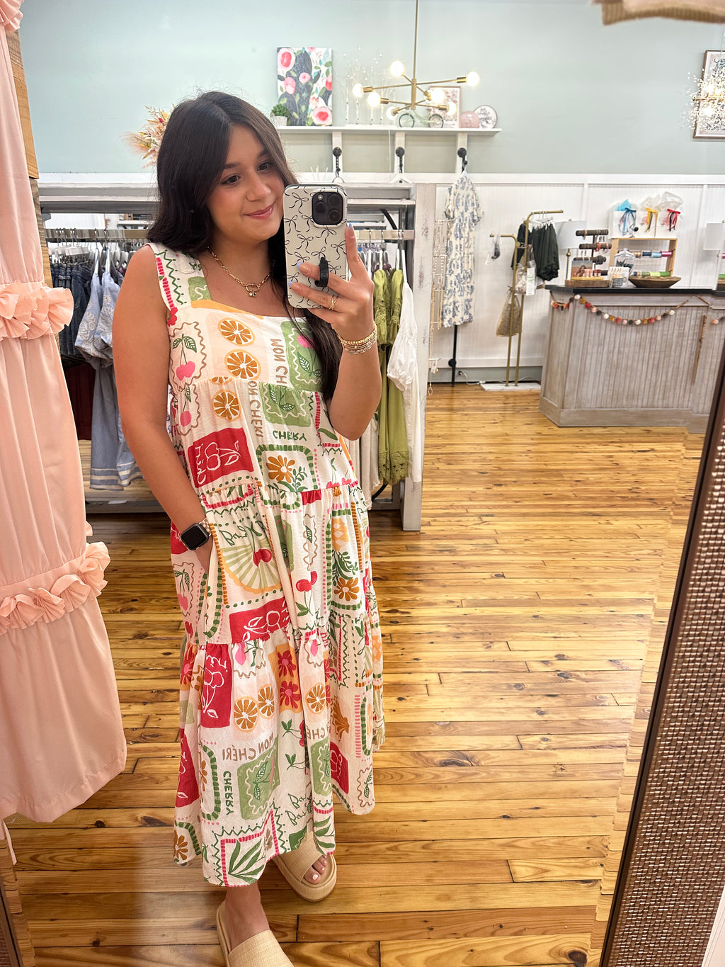 SALE!! FRUITY PLANTS MULTICOLOR SLEEVELESS MIDI DRESS (S-XL)