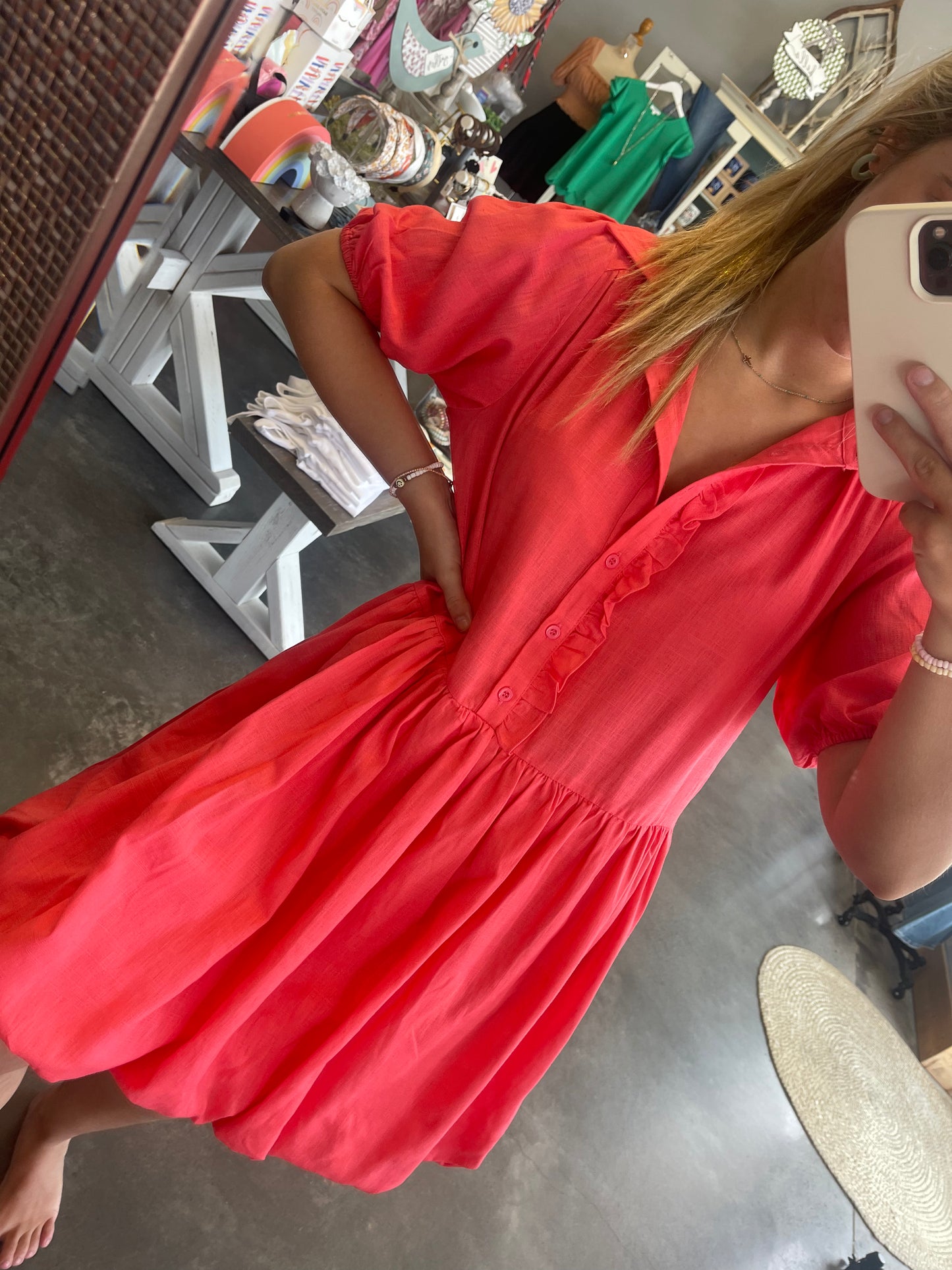 The Carlee Coral Bubble Dress (S-L)