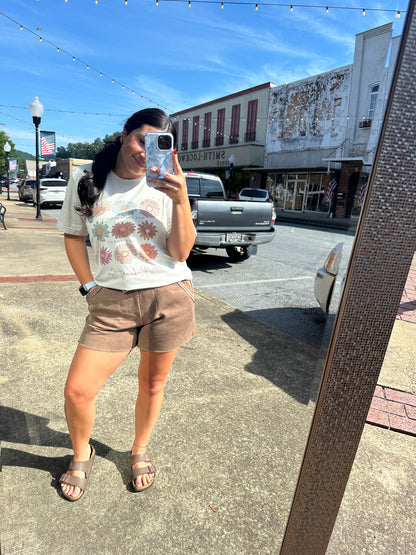 Acid Wash Drawstring Shorts  (S-L)(3 Colors)