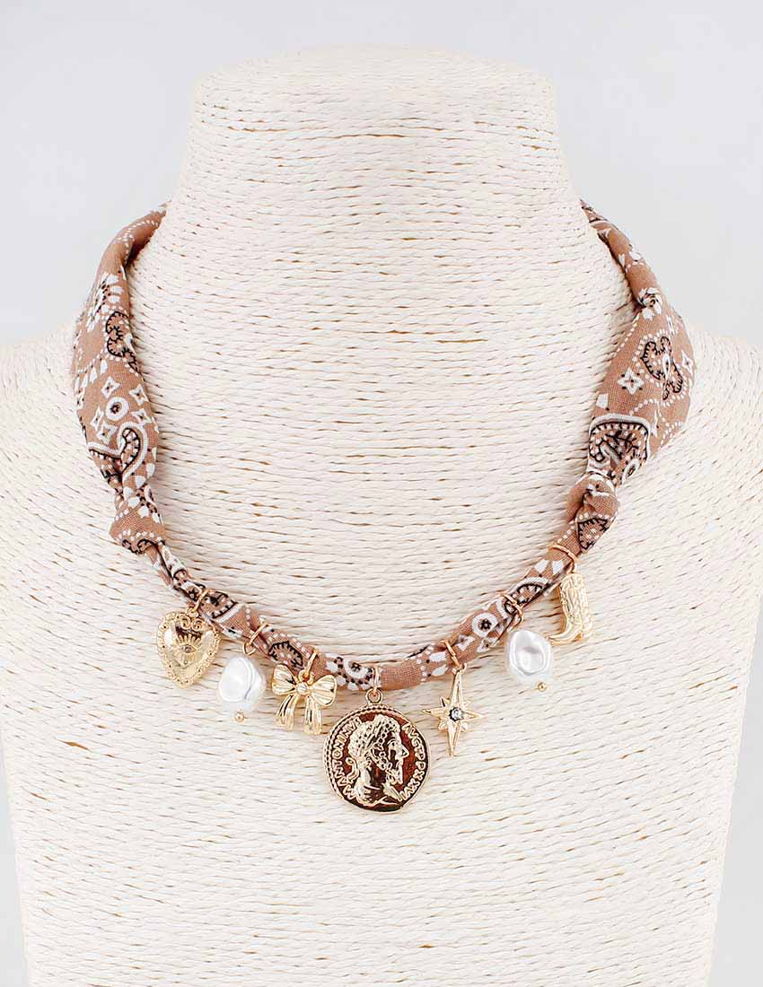 Brown Knotted Scarf necklace