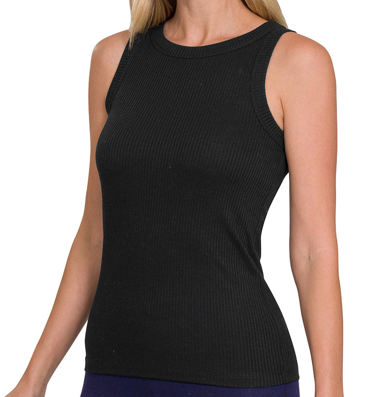 Ribbed Scoop Neck Tank (S-XL)