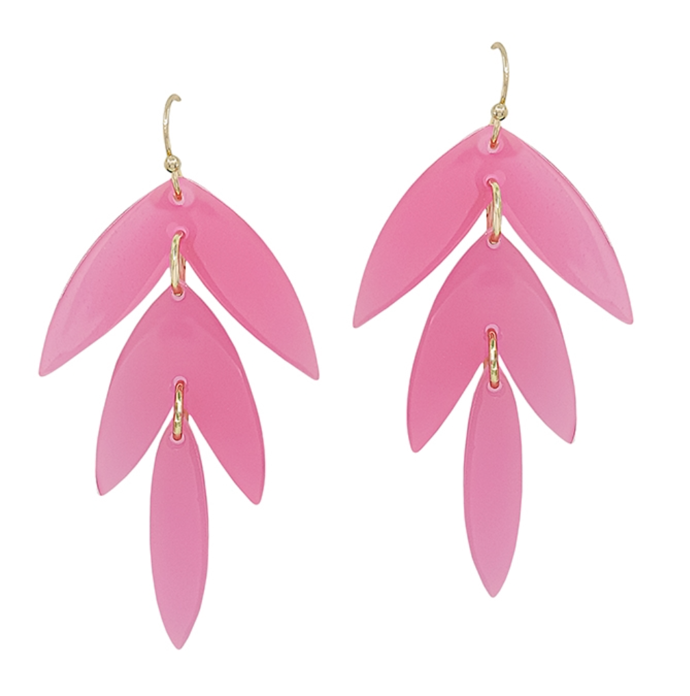 Acrylic Leaf Shape Earrings (4 Colors)