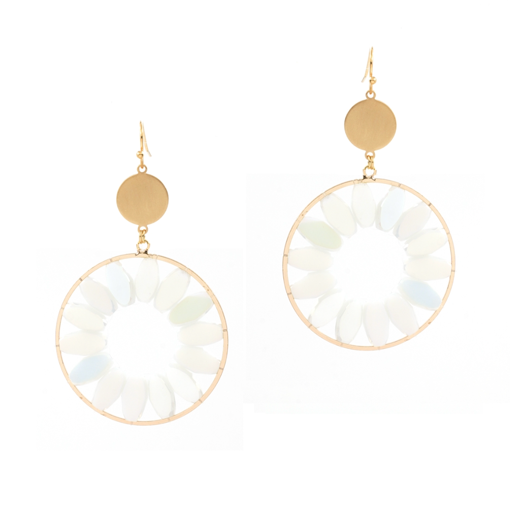 Crystal Flower Circle Earrings (3 Color Options)