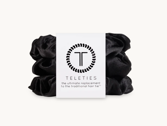 TELETIES Silk Large Black Scrunchie