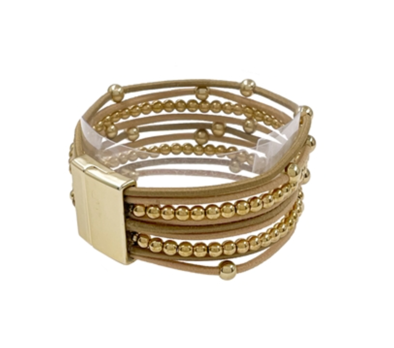 Brown Suede/Gold Magnetic Bracelet