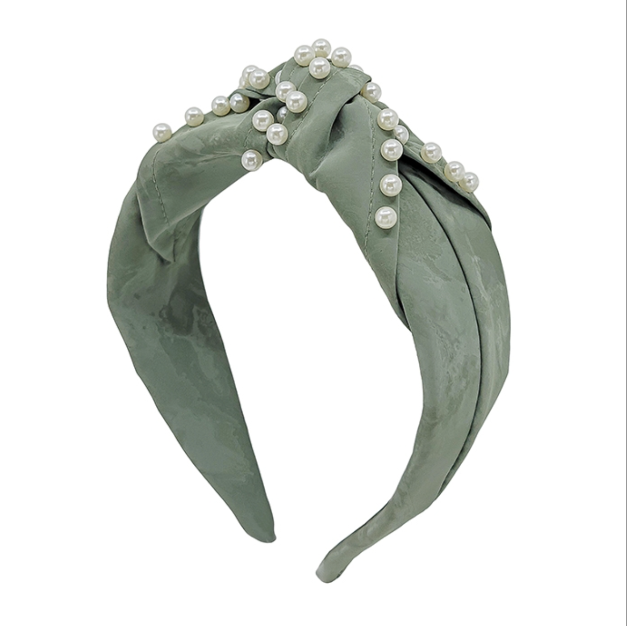 Mint Green Leather w/ Pearls Headband