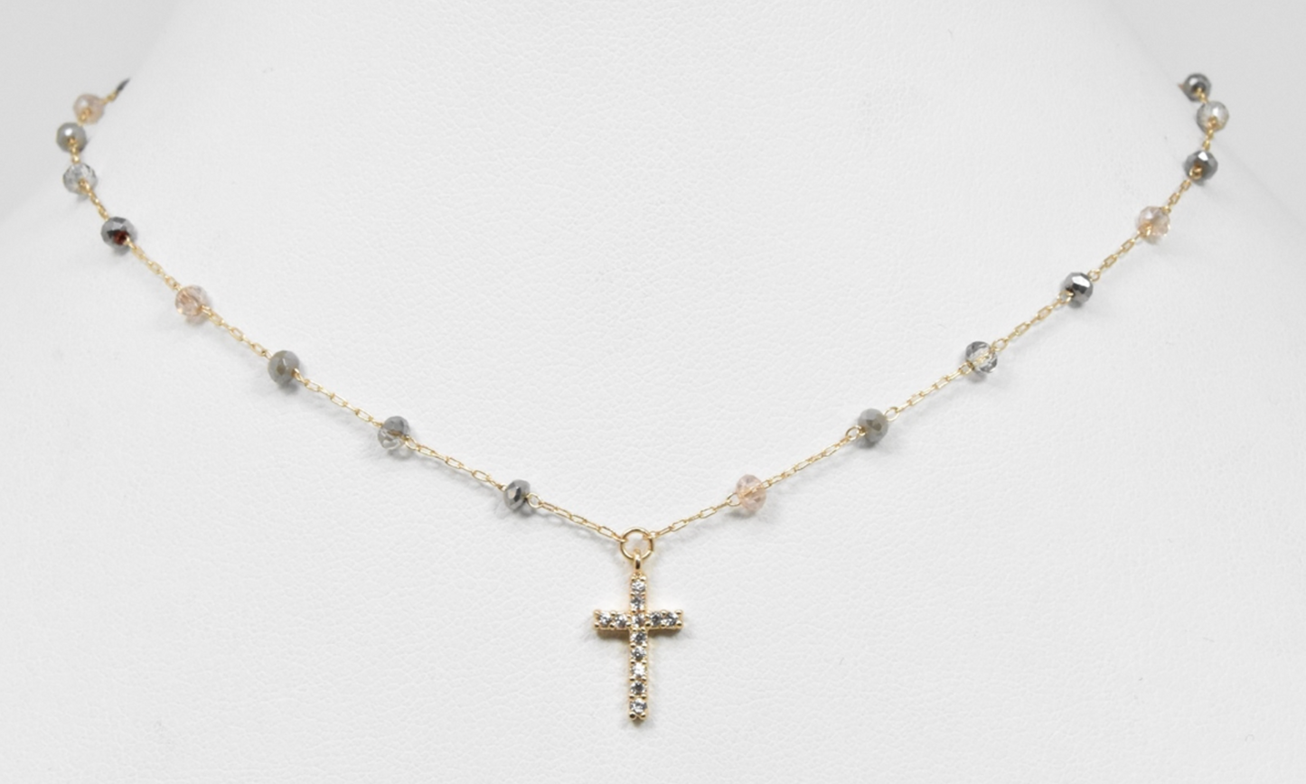 Crystal Rhinestone Cross Necklace