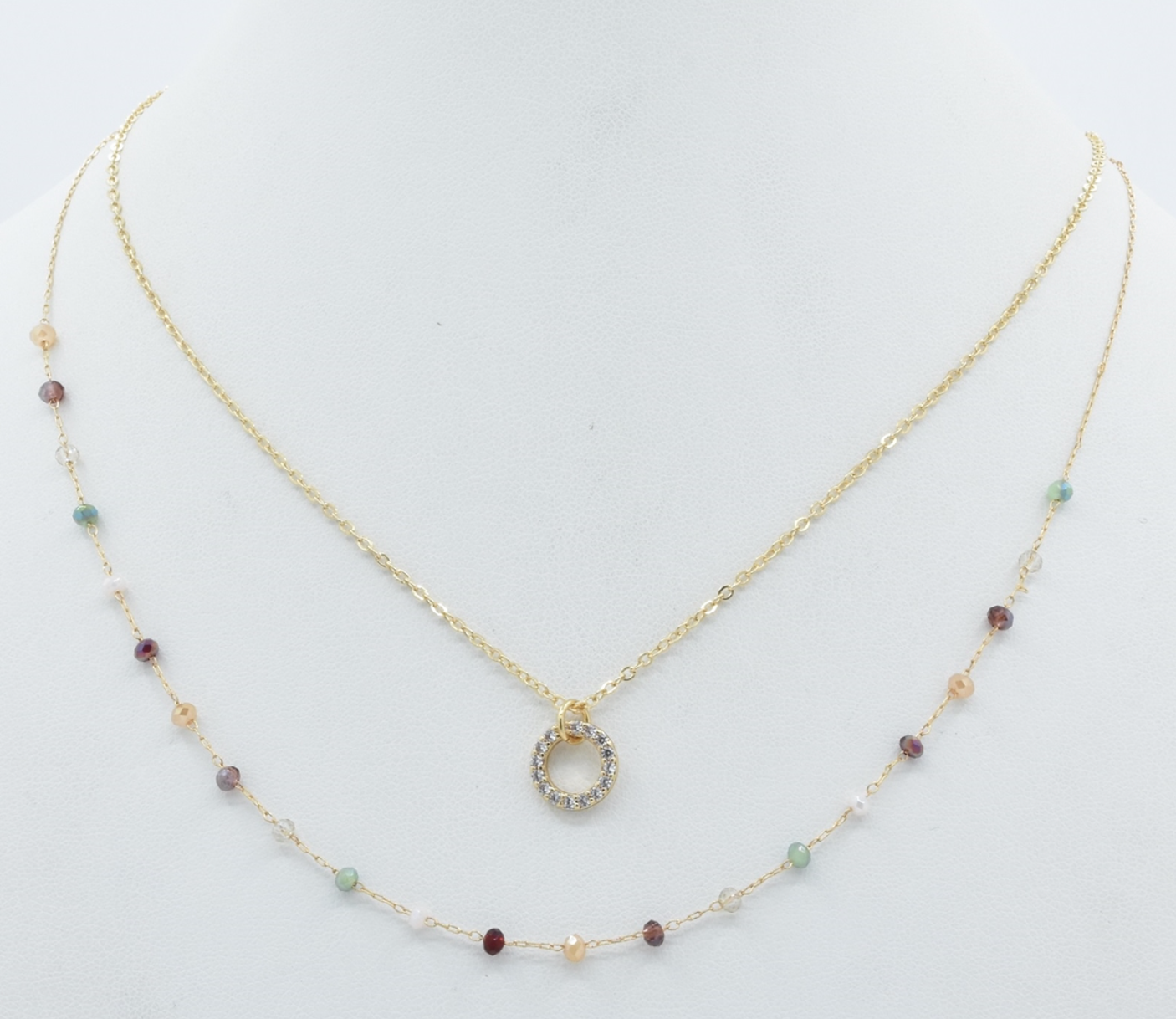 Multi Crystal and Circle Rhinestone Necklace