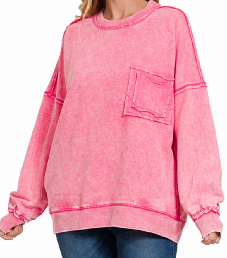 The Kimmie (PLUS) Sweatshirt w/ Chest Pocket (2 colors)(1X-3X)