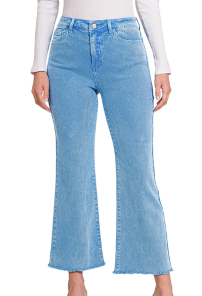Acid Washed BOOTCUT Cropped Colored Pants (S-XL)