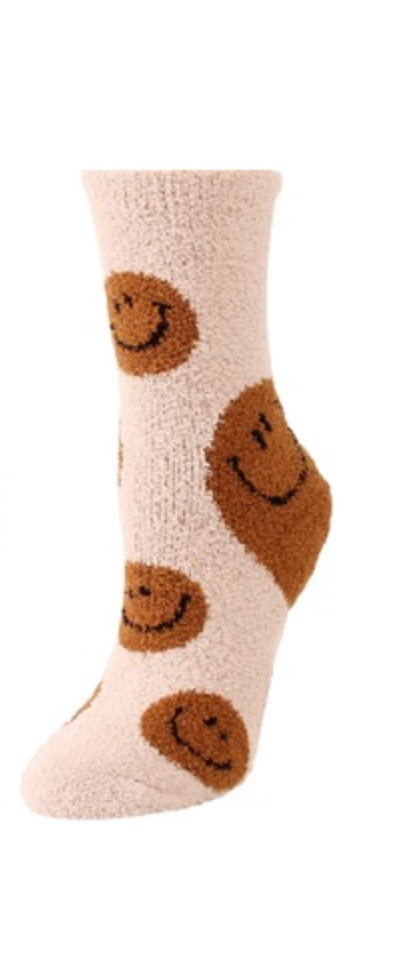 Smiley Face Fuzzy Socks