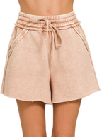 Acid Wash Drawstring Shorts  (S-L)(3 Colors)