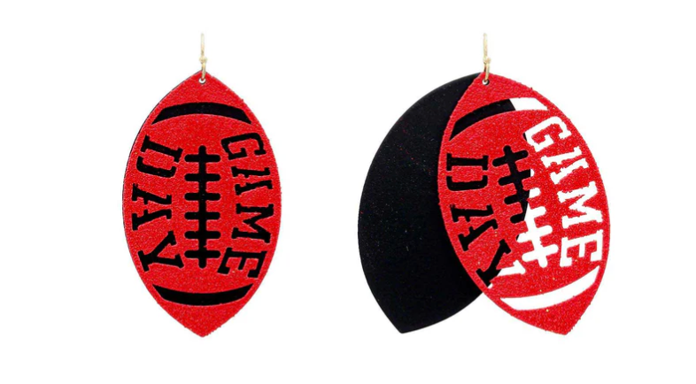 Red and Black Gameday Football Earrings