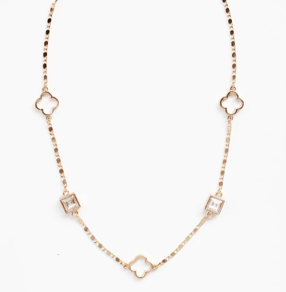 Gold Chain with Open Clover Necklace