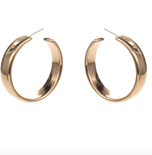 Gold Metal Lightweight 1.75" Hoop Earring