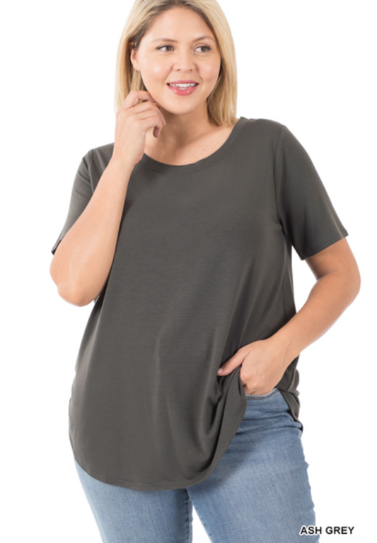 PLUS Short Sleeve Round Neck Top (1X-3X)