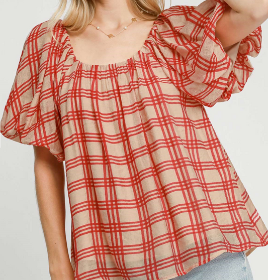 The Renna Red Plaid Blouse (S-L)