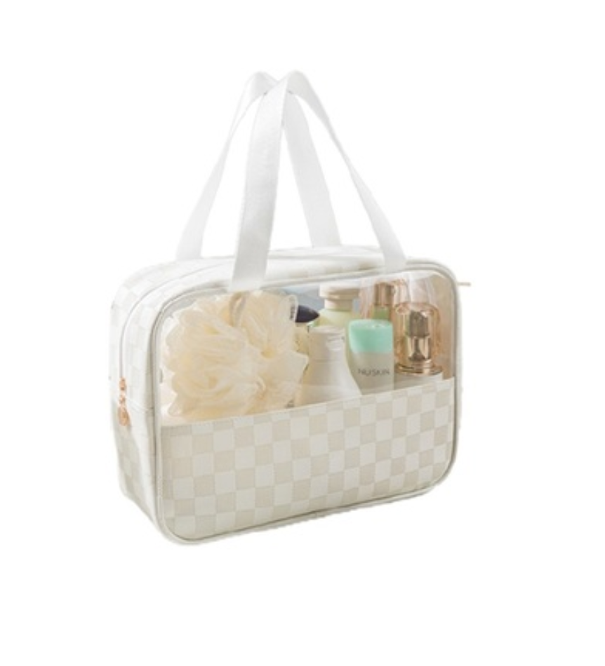 Checkered Pattern Travel Clear Bag