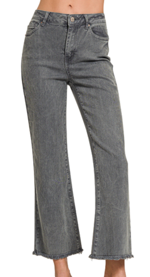 Acid Washed Frayed Bootcut Pants (S-XL) 2 COLORS