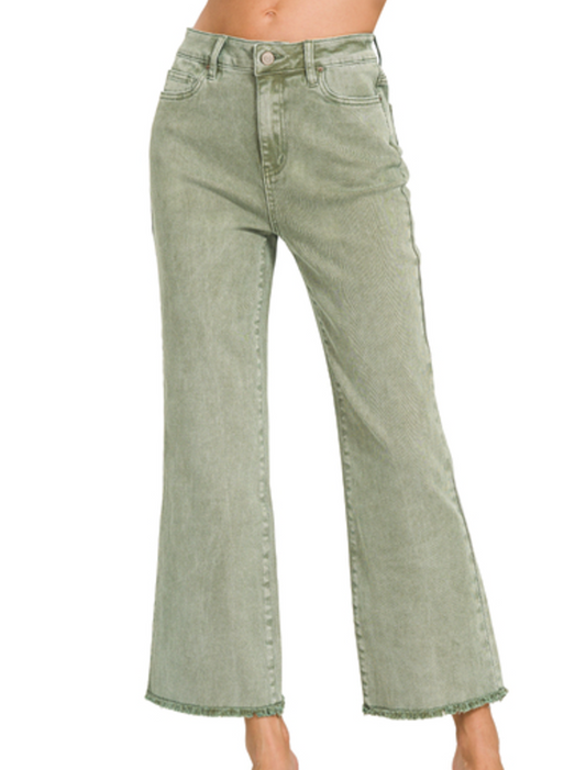 Acid Washed BOOTCUT Cropped Colored Pants (S-XL)(multiple color options)