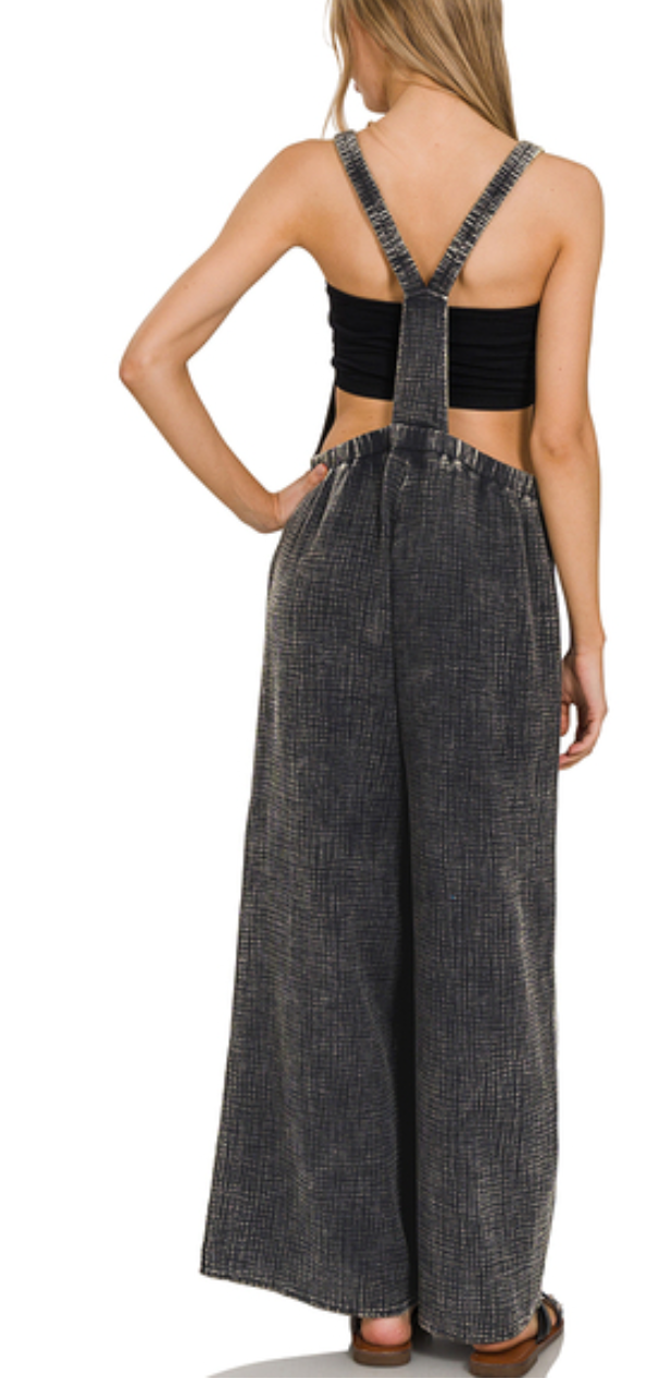 The Jessie Wide Leg Gauze Overalls (S-L)