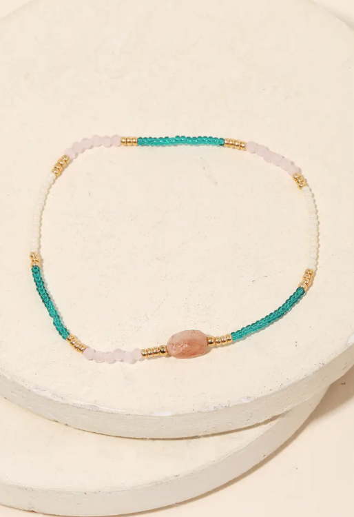 Dainty Bead Oval Charm Bracelet (2 Colors)