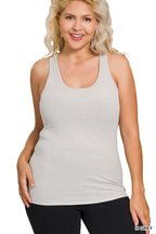 PLUS SIZE RACER BACK COTTON RIB TANK (1X-3X)