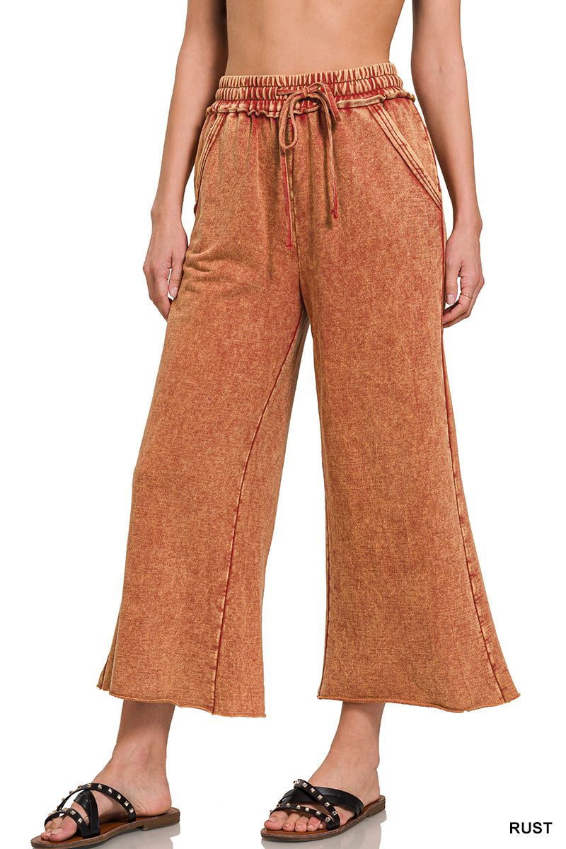 Washed French Terry Flare Pants (S-XL) (2 COLORS)