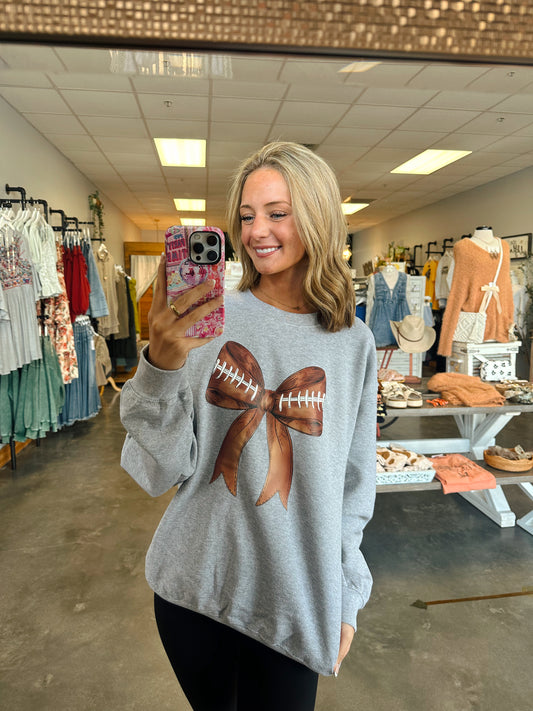 Brown Bow Football Sweatshirt (S-2X)