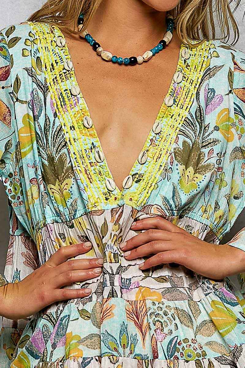 V-neck Woven Dress (S-L)(RUNS BIG)