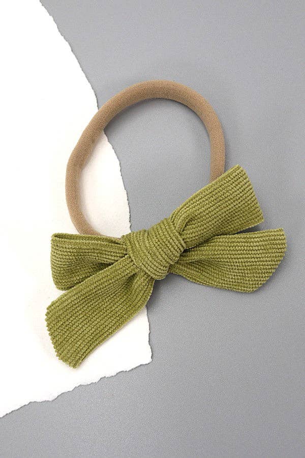 CORDUROY BOW HAIR TIES | (FUCHSIA or GREEN)