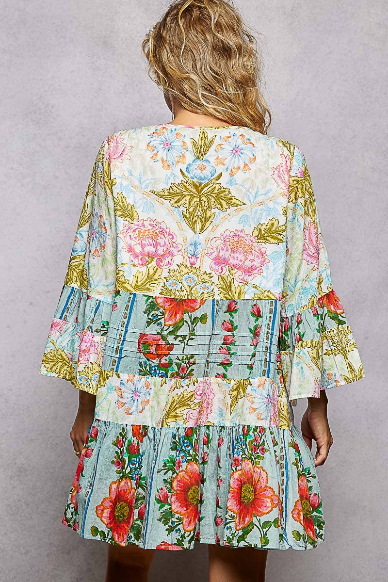 V-neck Woven Dress (S-L)(RUNS BIG)