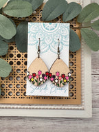 Tulip hand painted light weight wood earrings 