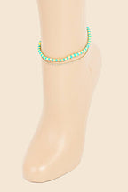 Layered Bead Snake Chain Anklet (3 Color Options)