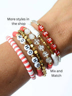 HO Ho Ho Santa Claus Christmas Holiday Red Bracelet Set