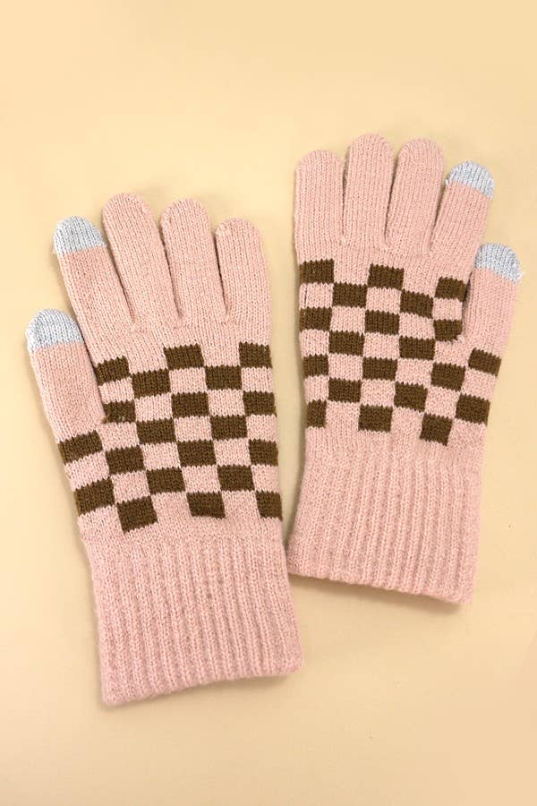 CHECKER WOOL TOUCH SCREEN  WINTER GLOVES