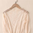 Floral Mesh Long Sleeve Lace Top (S-XL)(Multiple Color Options)
