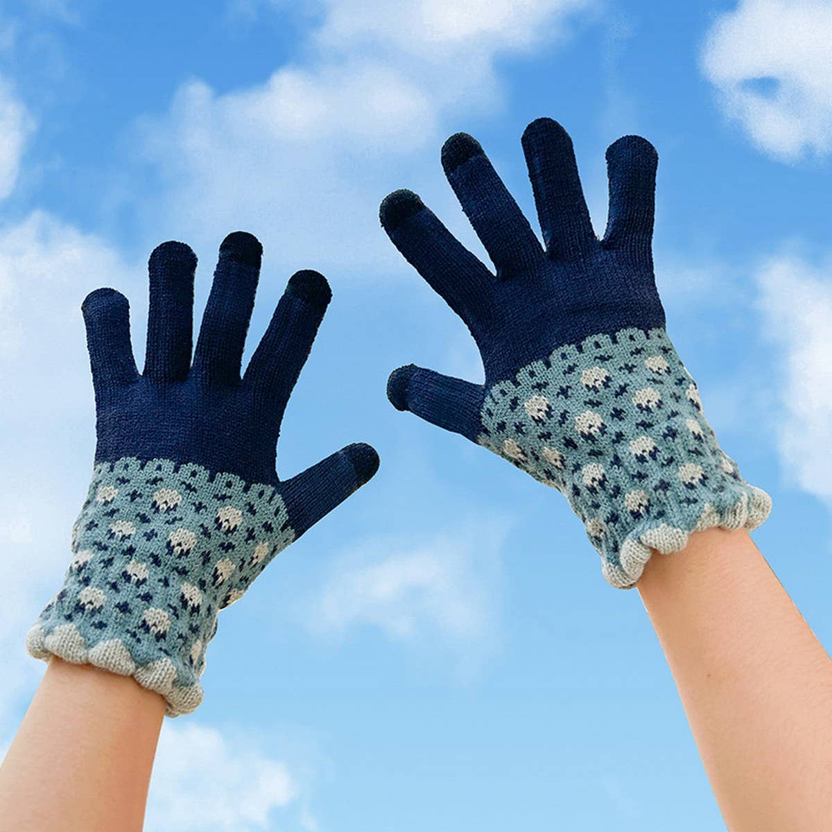 Floral Knit Gloves