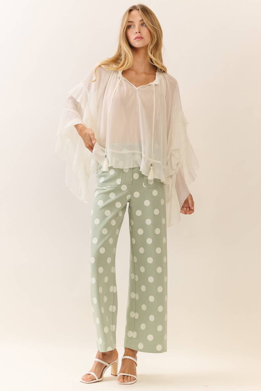 Polka Dot high-rise wide leg pants (S-L)