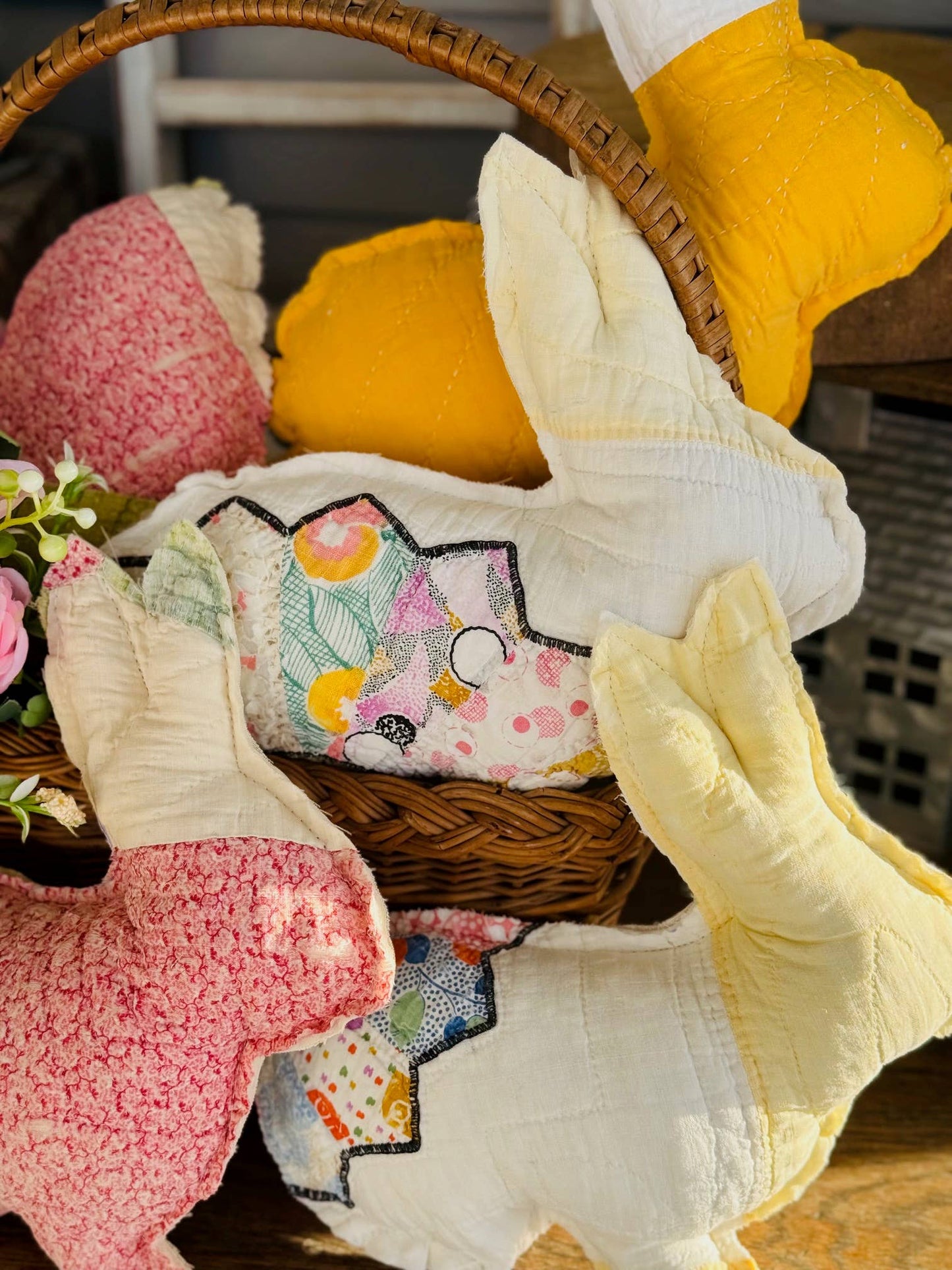 SALE!!! Vintage Fabric Easter Bunny made from upcycled quilts