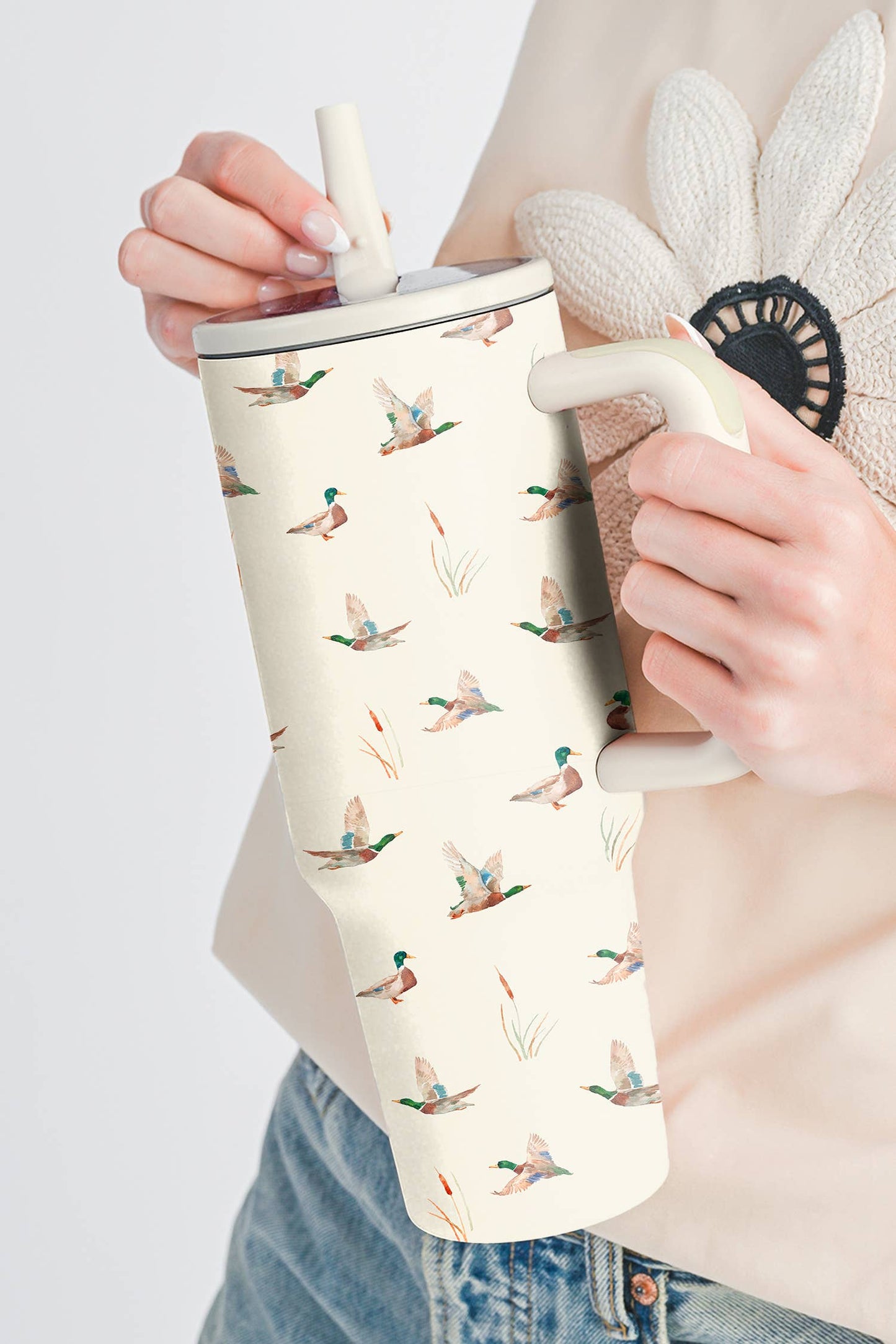Mallard Flip Straw Large Handle Tumbler