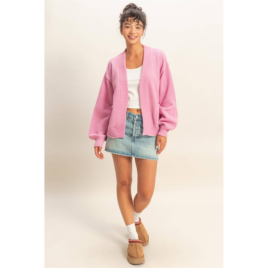 The Amy Oversized Textued Knit Cardigan Sweater (S-L)